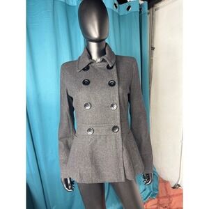 American Rag‎ Co vtg Womens Double Breasted Peacoat Gray Wool Blend Size Medium